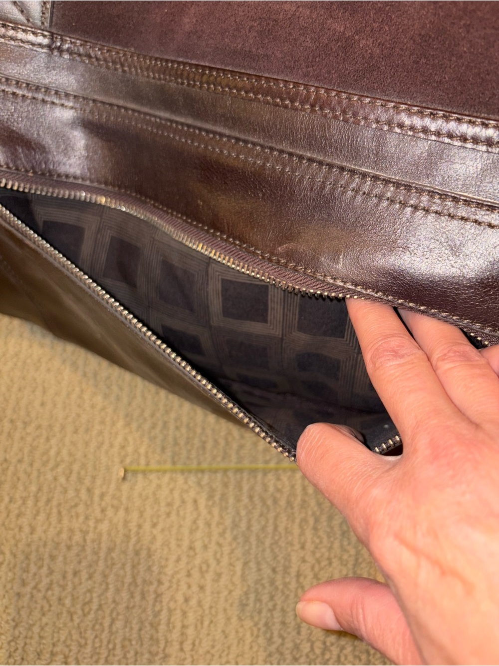 Fossil Brown Leather and Suede Weekender Bag - Picture 9 of 11